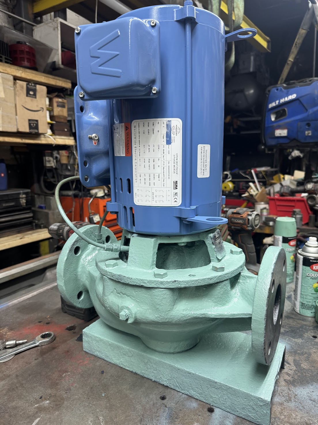 Blue vertical water pump